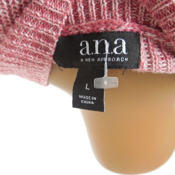 ANA Sweater L Casual Hi/Low Hem Red Heather X-Neck Oversized Fit Long Sleeves - Picture 10 of 13